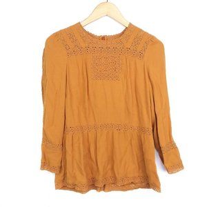 J. Crew Point Sur Mustard Yellow Lace Crochet Top